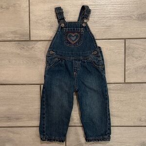 OshKosh B'gosh Blue Denim Overalls with Heart Detail